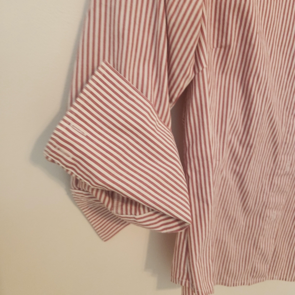 J Crew stretch red and white striped button down blouse - Picture 4 of 4